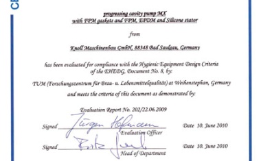 Exzenterschneckenpumpe erfüllt alle wichtigen Standards