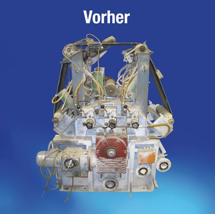 Zustand des Pressbandtrommelfilters vor und nach der Generalüberholung