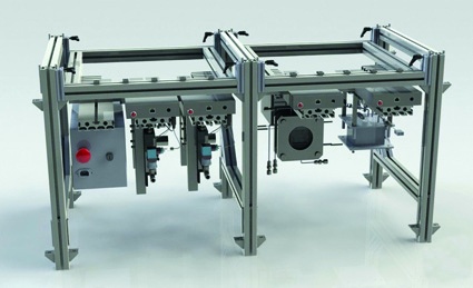 Modularer Laborreaktor-Aufbau mit zwei Pumpen, einem Reaktormodul mit...