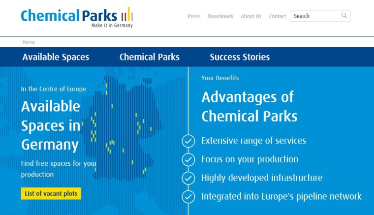Die Website der Chemieparks in Deutschland präsentiert sich in neuem Look and...
