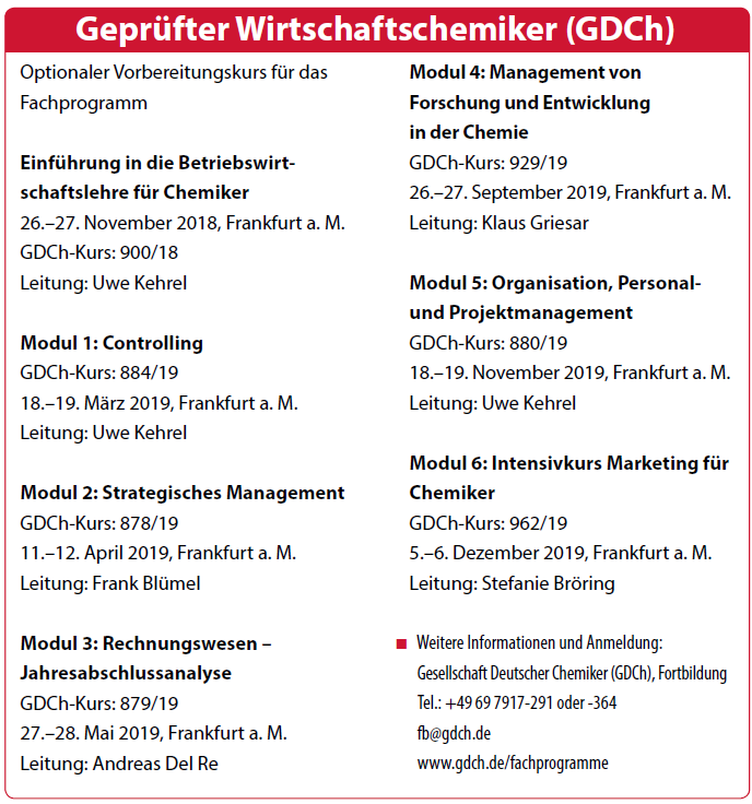 Geprüfter Wirtschaftschemiker (GDCh)