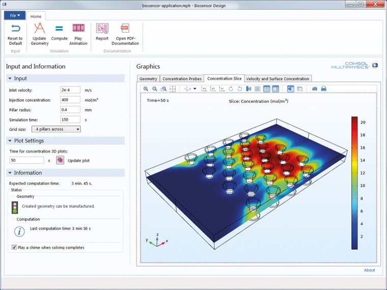 Simulations-Application für das Design von Biosensoren. Die Application kann...
