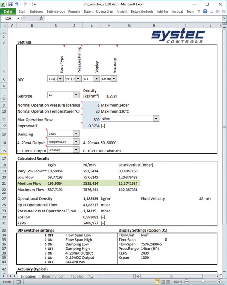 Screenshot einer Messergebnisdarstellung © systec Controls
