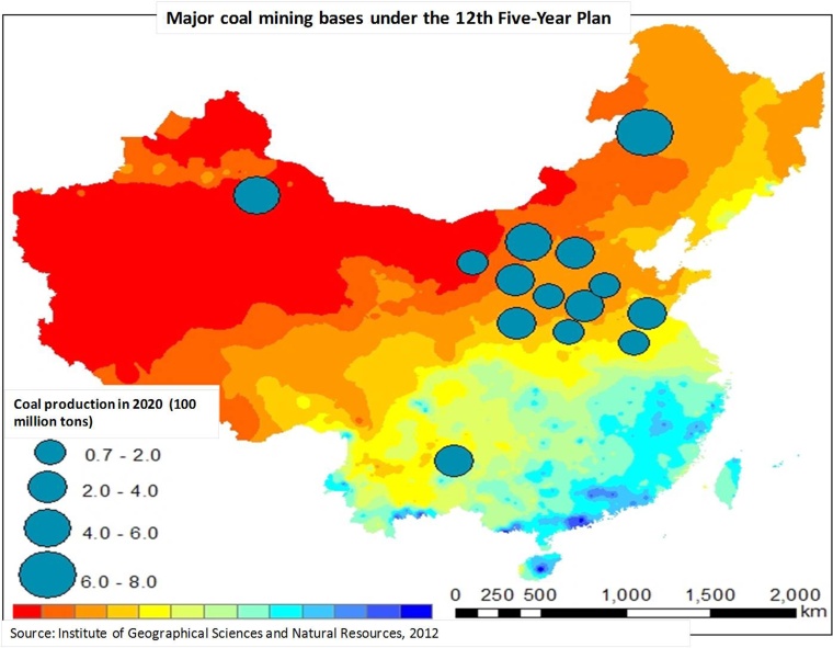 Major coal mining bases under the 12th Chinese five year plan