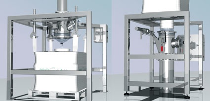 Liner filling and discharge station