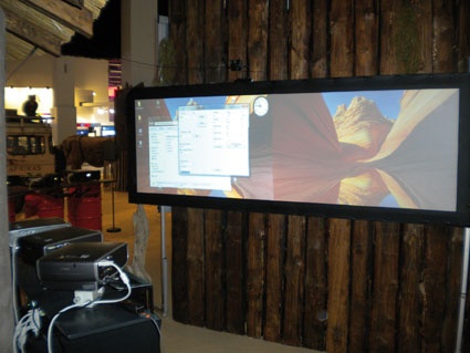 A prototype Q-screen sized 260x80 cm in action at the Prolight+Sound exhibition...