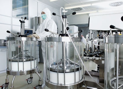 Pharmaceutical proteins are purified in special chromatographic columns under...