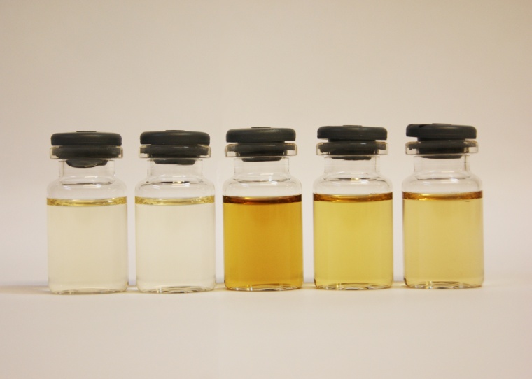 Fig. 3: A comparison of the pigmentation of commercial recombinant albumin...