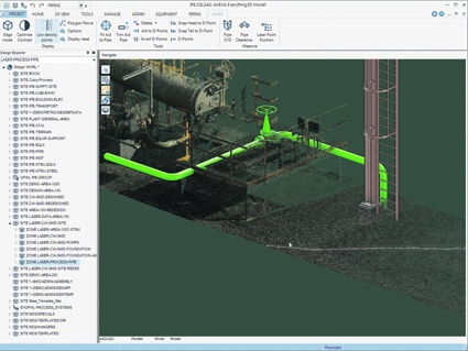 Fig. 2: High density point cloud combined with 3D model aids fast visualization...