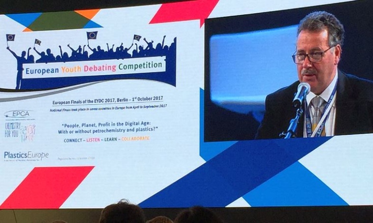 EPCA president Tom Crotty at the 2017 finals of the European Youth Debating...