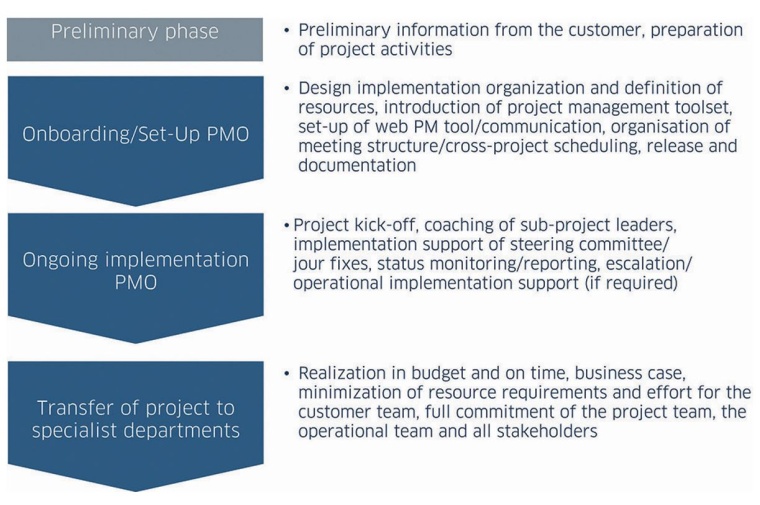 Fig. 2: Executive PMO - Overview of the different PMO facets at Miebach...