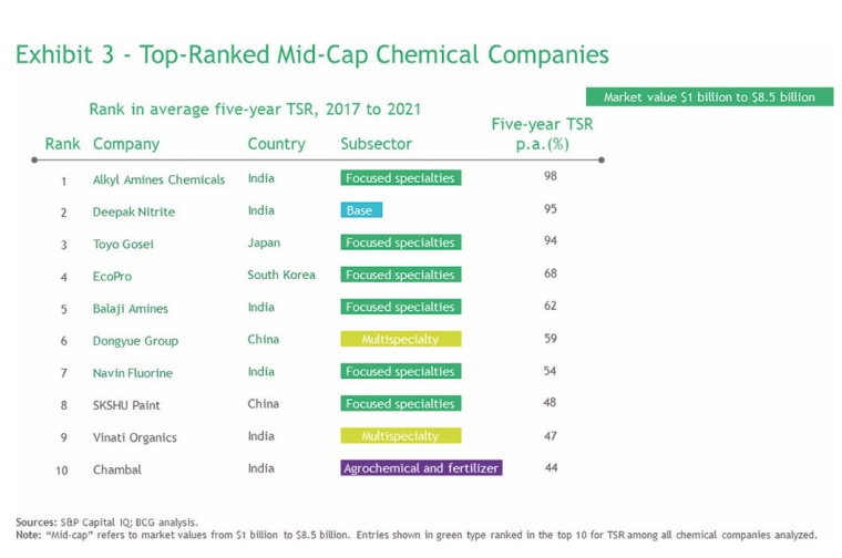 Fig. 3: Top-ranked mid-cap chemical companies. | © Boston Consulting Group