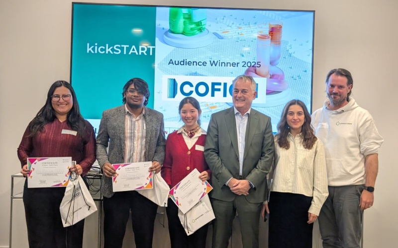 Winner of the Audience Prize, COFion, with jury members and organizers.