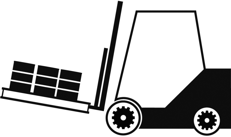 Während der Achema 2018 ist ein Gabelstapler das Icon des Fokusthemas...