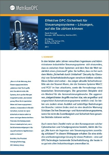 Steuerungssysteme mit OPC-Technologie effektiv schützen