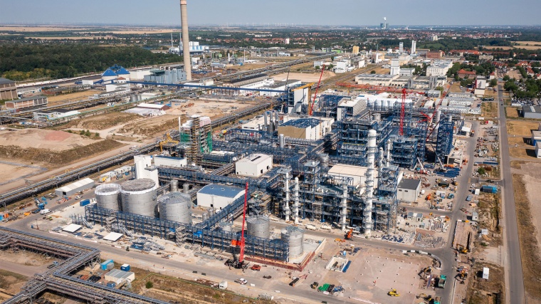 Luftbild der Bioraffinerie-Baustelle in Leuna. (Foto: UPM)
