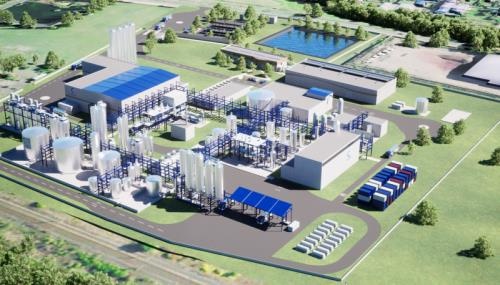 3D-Modell der ersten kommerziellen PET-Biorecycling-Anlage von Carbios in...