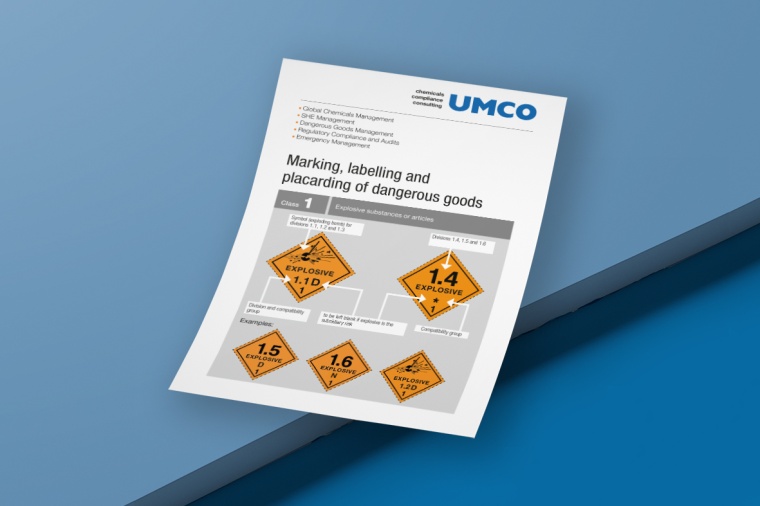 Das Faltblatt „Marking, labelling and placarding of dangerous goods“ von...