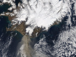 The MODIS instrument on NASAs Aqua satellite captured an Ash plume from...