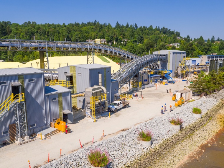 The new potash handling and storage facility in Vancouver port. The facility...