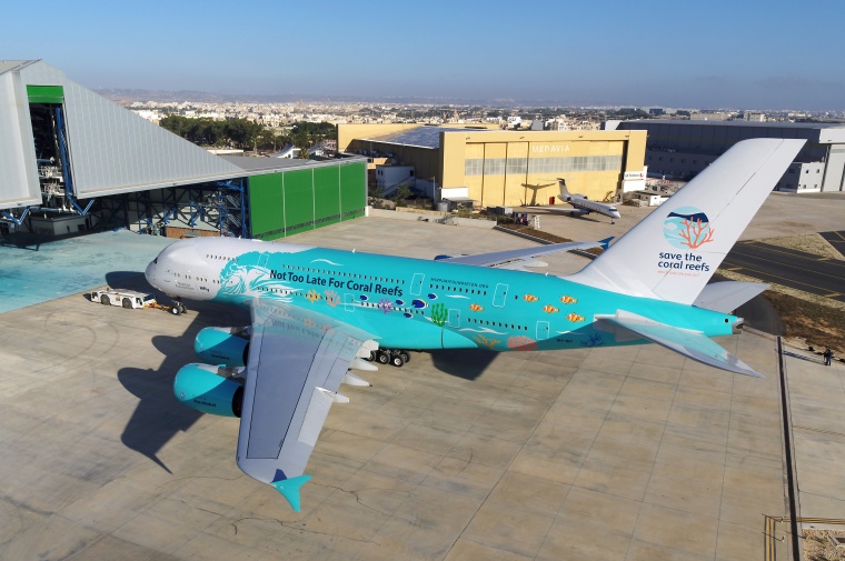 The Airbus A380 with a global message to save the worlds coral reefs