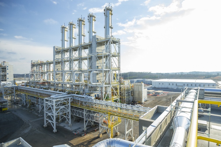 Distillation columns for the production of trichlorosilane at the Charleston...