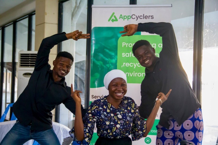 From left: AppCyclers founder Agudor K. Agabas, Alidu Hadija (co-founder &...
