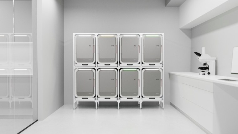 A mock-up of Oris IRO devices stacked up for simultaneous processing. © Ori...