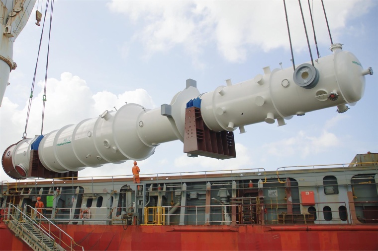 A completed LNG heat exchanger manufactured at Air Products Port Manatee...