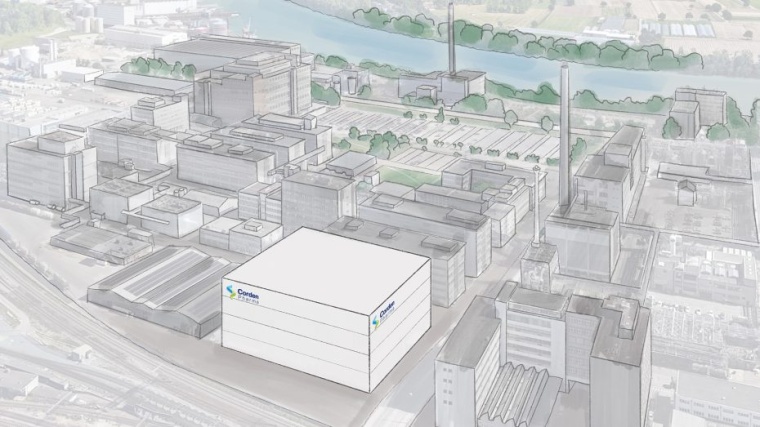 An aerial sketch of CordenPharma’s future peptide manufacturing facility...