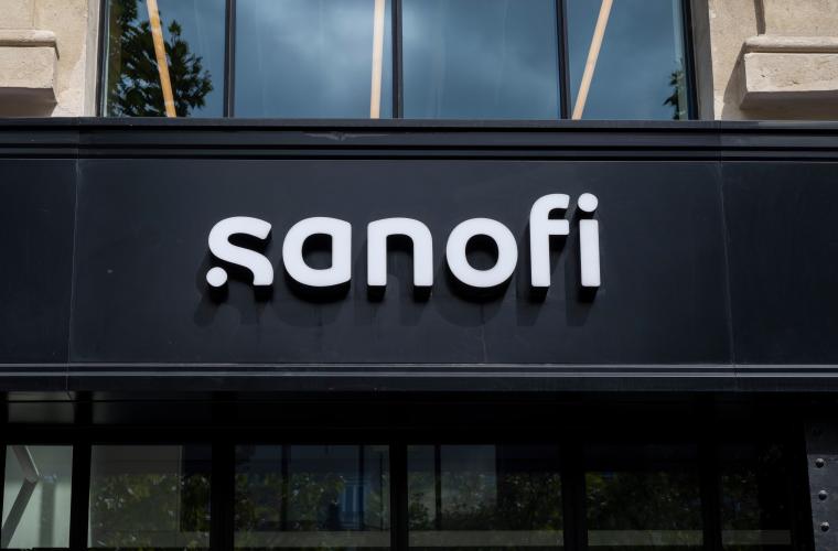 Sanofi logo on a building