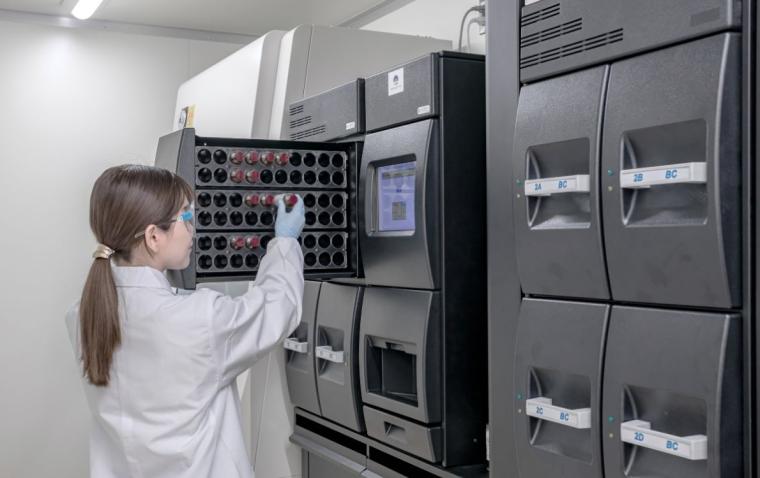Researcher working in a facility