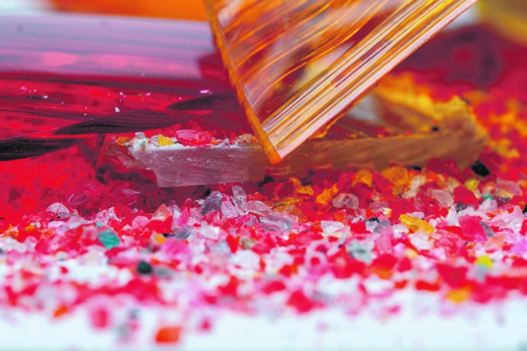 Post-consumer waste from the automotive industry, such as taillights, can be...
