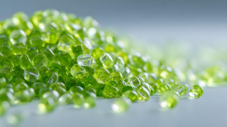 Image of a green plastic pellets
