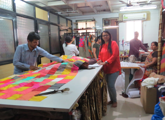 Bhavini Parikh (CEO of Bunko Junko) and her team working on fabrics created...