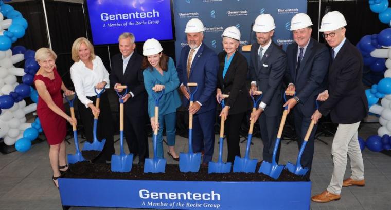 Groundbreaking ceremony attended by local government officials and company...
