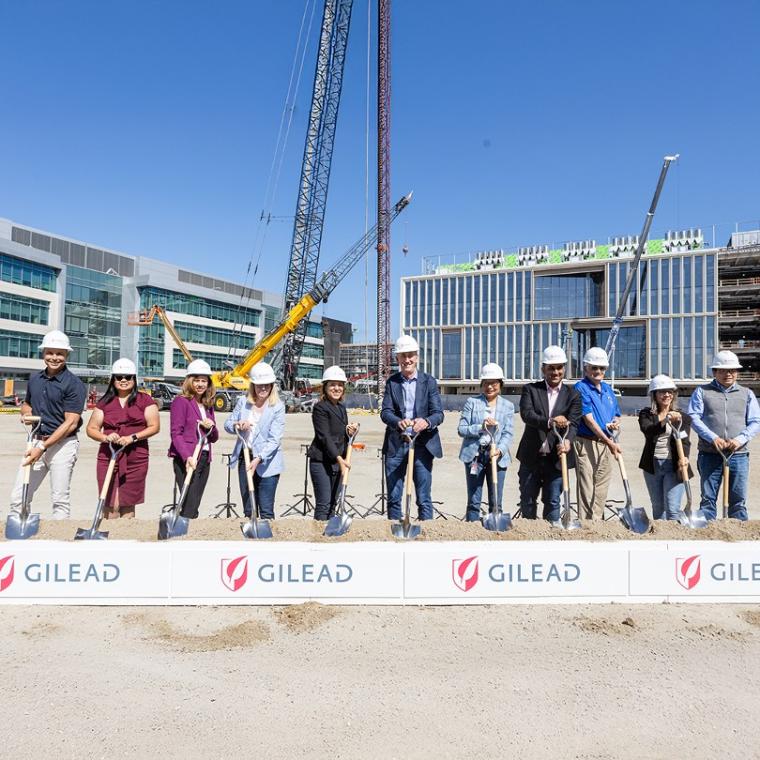 Company representatives at the ground breaking