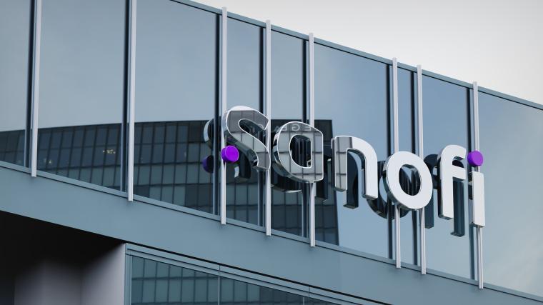 Sanofi logo on a building