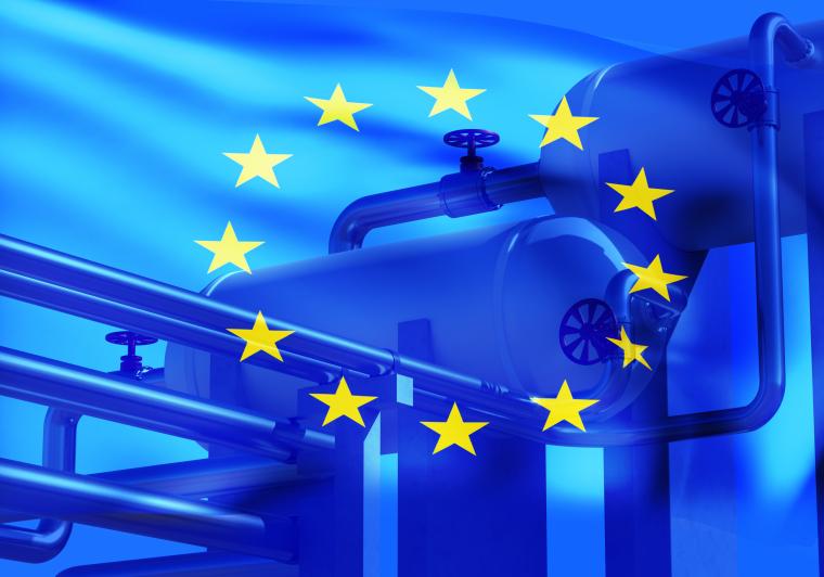 EU flag over chemical plant