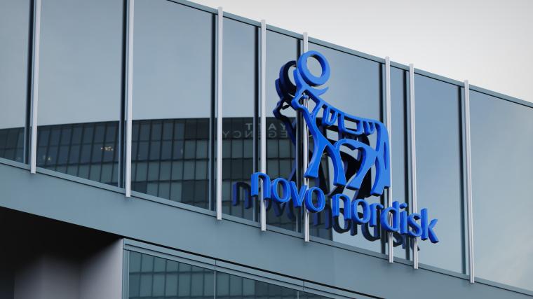 Novo Nordisk logo on a building