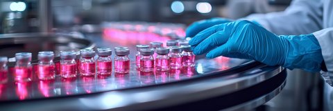 vials getting filled in a manufacturing facility