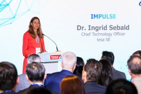 Ingrid Sebald during the opening of the Debonding-on-Demand Lab in Singapore