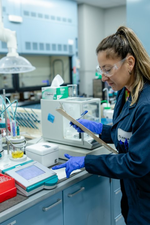 Researcher working in lab
