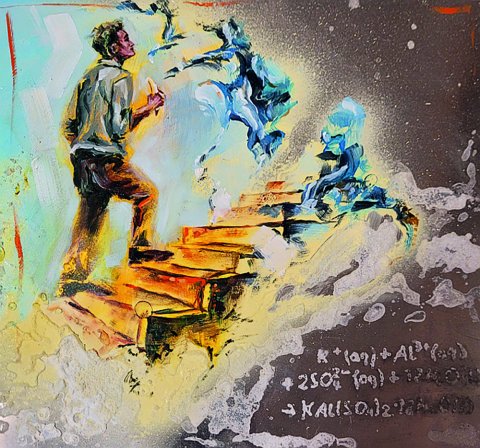 Mehr als 220 kreative Kunstwerke wurden beim ersten bundesweiten Mal- und Zeichenwettbewerb mit dem Motto  „Kunstwerk Chemie eingereicht. Hier das Bild „Was Gegensätze hinterlassen von Vanessa (23 Jahre).